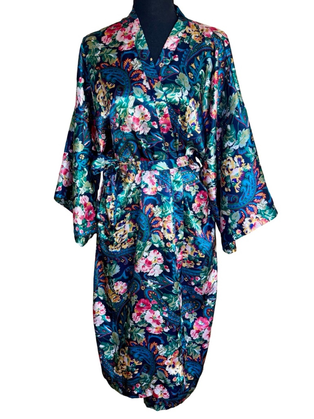 Vintage Gold Label Victoria's Secret Multicolor Floral Kimono Sleeve Robe OS
